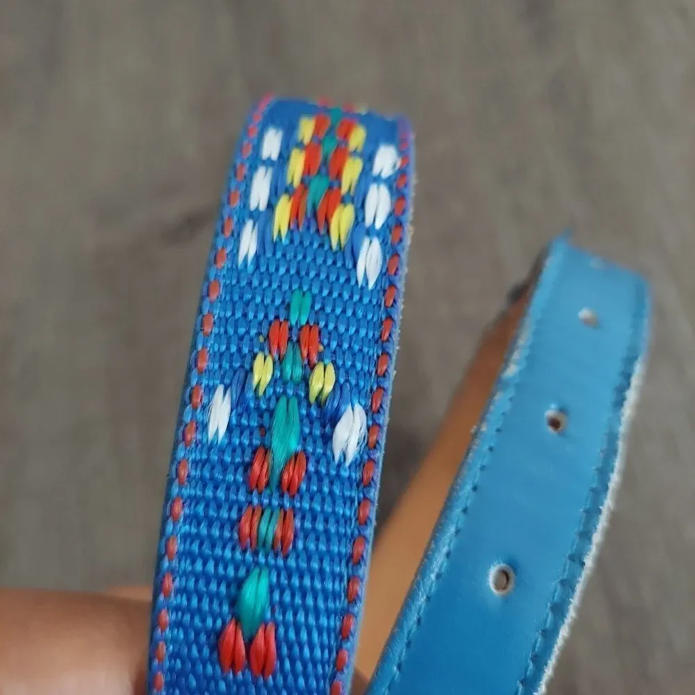 Nocona Embroidered Woven Blue Belt 💙  32